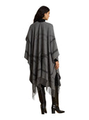Lauren Ralph Lauren - Mantella jacquard a cinture con frange - 454P23618001 - Black/Charcoal