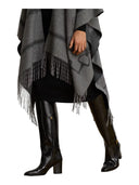 Lauren Ralph Lauren - Mantella jacquard a cinture con frange - 454P23618001 - Black/Charcoal