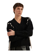 Alpha Studio - Maglia Scollo A V M/L Tape Detail - Ad-8121A-2002 - Nero