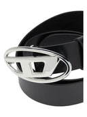 Diesel - Cintura 3.9 cm in pelle con fibbia Oval D lucida - X08727Pr666-H6528-001 - BLACK
