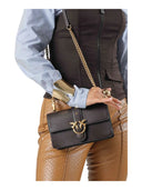 Pinko - Borsa a tracolla piccola Love Bag One in pelle - 107622A0F1-M12Q - Marrone Marasca-Antique Gold