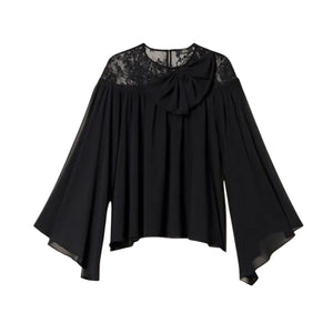 Twinset Blusa 231Ap2210-00006 In Georgette E Pizzo Nero Xxs / Nero - Barbara1999