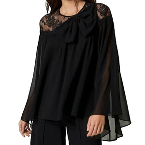 Twinset Blusa 231Ap2210-00006 In Georgette E Pizzo Nero Xxs / Nero - Barbara1999